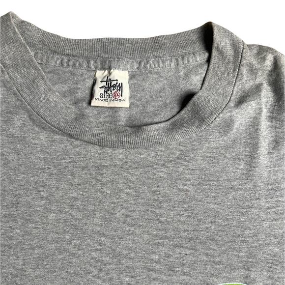 Vintage Stussy International Wide Logo Gray Made In USA 100% Cotton Size XL - Picture 6 of 10